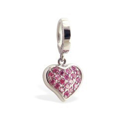TummyToys® Pink Cubic Zirconia Paved Heart