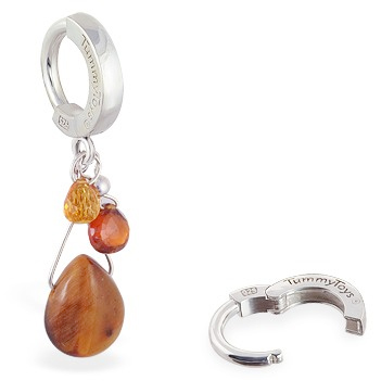 TummyToys® Tiger Eye Silver Belly Ring. Quality Belly Rings.