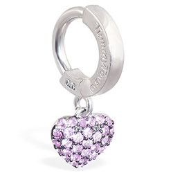 TummyToys&reg; 14K White Gold Pink Sapphire Heart Belly Ring