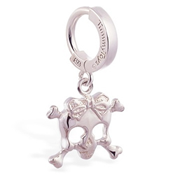 TummyToys® Silver Femme Metale's Silver Skull and Bow Navel Ring