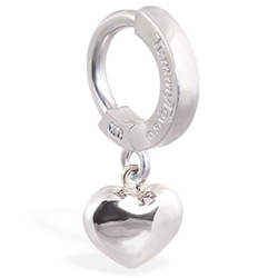 TummyToys® 14K White Gold Puffed Heart Navel Ring