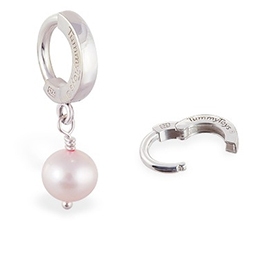 TummyToys® Pink Freshwater Pearl Huggy - Solid Silver Sleeper Clasp with Natural Freshwater Pearl Drop