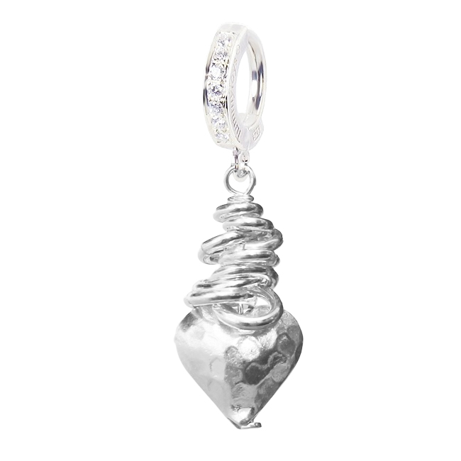 Shop Belly Rings. Saltwater Silver Hammered Heart CZ Clasp - Solid Silver Hand Crafted Beaded Navel Jewellery