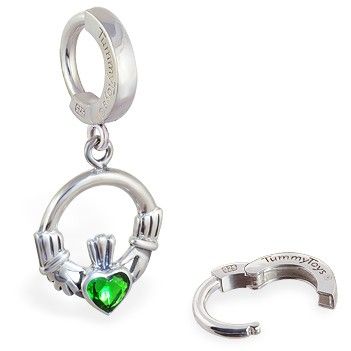 Belly rings. TummyToys Irish Claddagh Belly Huggy - Solid 925 Snap Lock Belly Button Ring Piercing