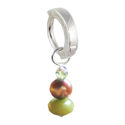 Navel Jewellery. Saltwater Silver Brown Pearl with Peridot - Solid Silver Australian Hand Crafted Brown Pearl and Peridot Belly Huggy Charm