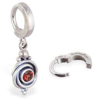 Buy Belly Rings. TummyToys 925 Silver Garnet Huggy - Solid Silver Clasp with Rich Red all Natural Garnet Gemstone