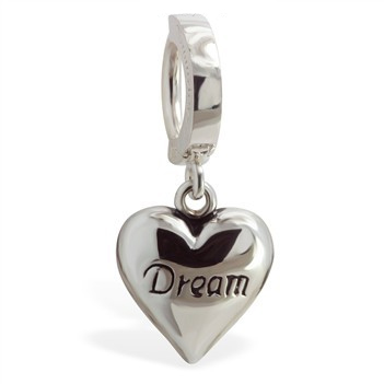 Belly Button Rings. TummyToys Dream Heart Belly Huggy - Solid 925 Silver Love Heart Snap Lock Belly Ring