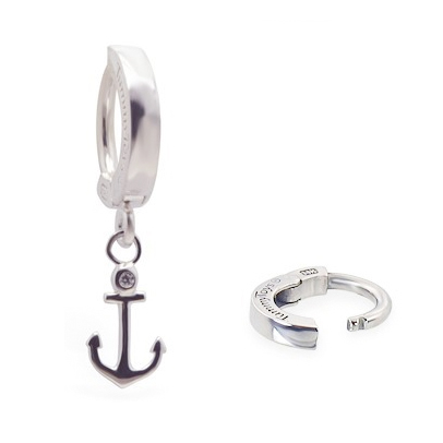 Navel Jewellery. TummyToys 925 Silver Anchor Huggy - Solid Silver Snap Lock Dangly Belly Rings
