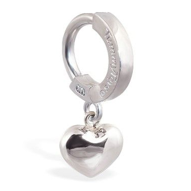 TummyToys® Puffed Heart Belly Huggy. Silver Belly Rings.