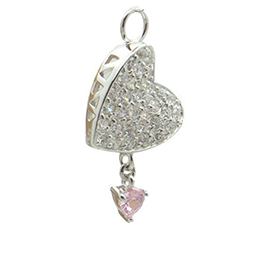 TummyToys® Paved Cubic Zirconia Pink Drop Heart Charm