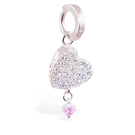 TummyToys® Silver Floating Paved Heart with Pink Drop Swinger