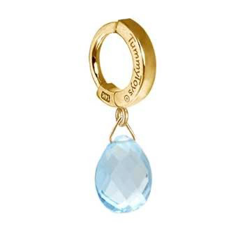 TummyToys® Solid 14K Yellow Gold Blue Topaz Drop. Belly Rings Shop.