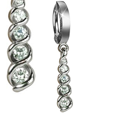 TummyToys® White Gold Diamond Journey Navel Ring - Solid 14k White Gold Belly Ring with DIAMONDS