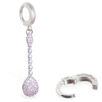 TummyToys® Long CZ Paved Pear Drop - Belly Button Rings