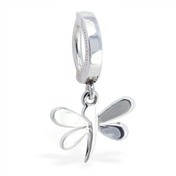 TummyToys® Silver Dragon Fly Clasp - Solid Silver Snap Lock Pendant Belly Rings