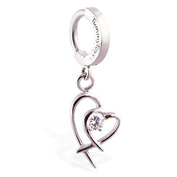 TummyToys® Double Heart Surgical Steel Clasp. Silver Belly Rings.